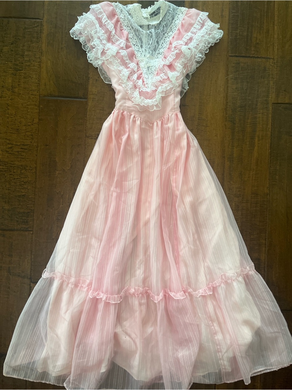 1980s vintage Gunne Sax by Jessica McClintock light pink maxi ballgown